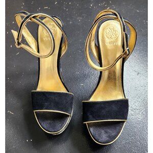 Guess Suede and Gold Platform Sandal US 8.5 M
